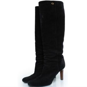 Gucci Black Leather High Heel Boots